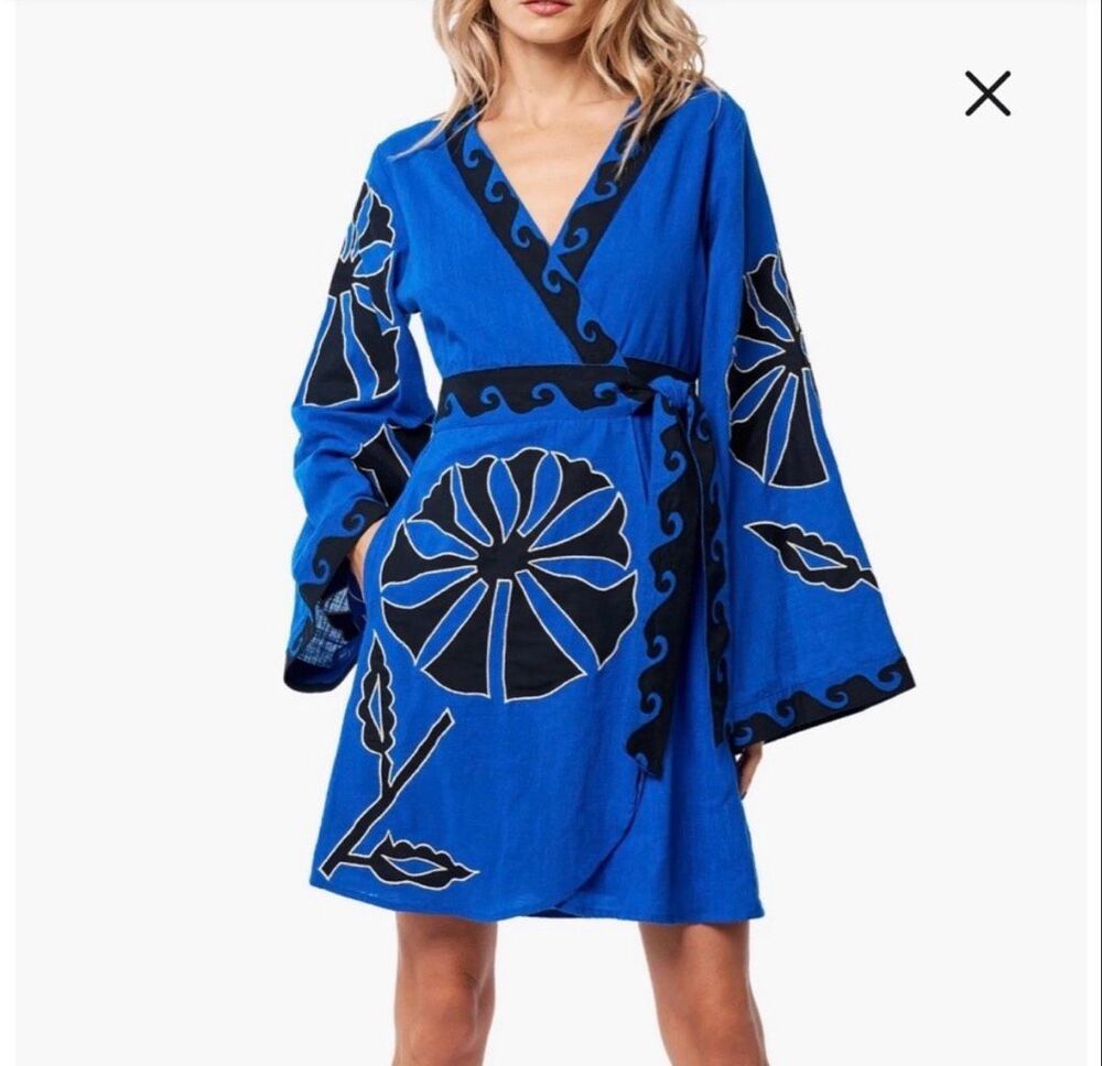 CIEBON Blue Kiera Embroidered Dress